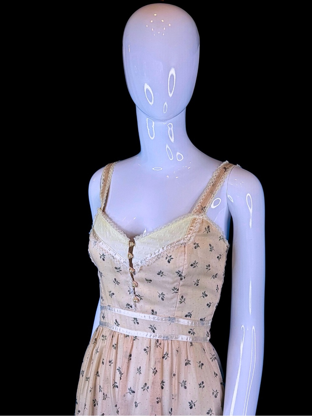 70s Gunne Sax Prairie Dress XS - Pink Calico Floral Maxi Dress - Deadstock - Picture 5 of 10